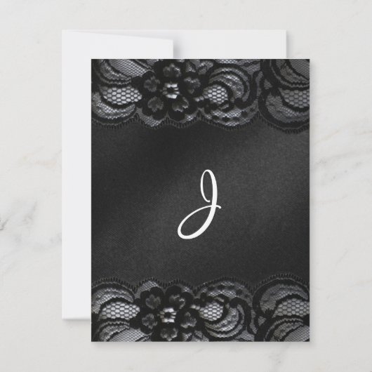 Invitations de mariage de dentelle noire et de sat (Dos)