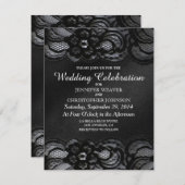 Invitations de mariage de dentelle noire et de sat (Devant / Derrière)