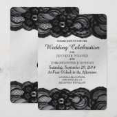 Invitations de mariage de dentelle noire et de sat (Devant / Derrière)