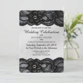 Invitations de mariage de dentelle noire et de sat (Debout devant)