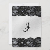 Invitations de mariage de dentelle noire et de sat (Dos)