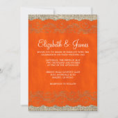 Invitations de mariage de dentelle orangée (Devant)