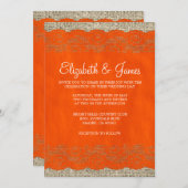 Invitations de mariage de dentelle orangée (Devant / Derrière)
