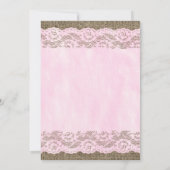 Invitations de mariage de dentelle rose et Brown (Dos)