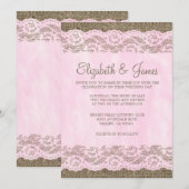 Invitations de mariage de dentelle rose et Brown (Devant / Derrière)