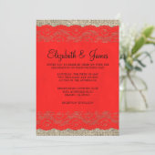 Invitations de mariage de dentelle rouge et noir (Debout devant)