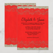 Invitations de mariage de dentelle rouge et noir (Devant / Derrière)