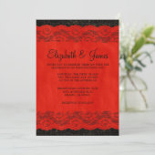 Invitations de mariage de dentelle rouge et noire (Debout devant)