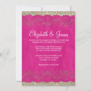 Invitations de mariage de dentelle russe de Fuchsi