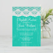 Invitations de mariage de dentelle russe turquoise (Debout devant)