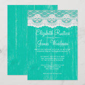 Invitations de mariage de dentelle russe turquoise (Devant / Derrière)