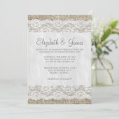 Invitations de mariage de dentelle rustique gris (Debout devant)