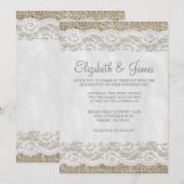 Invitations de mariage de dentelle rustique gris (Devant / Derrière)