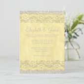 Invitations de mariage de dentelle rustique jaune (Debout devant)