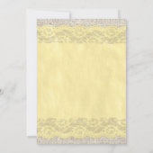 Invitations de mariage de dentelle rustique jaune (Dos)