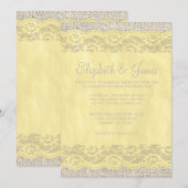 Invitations de mariage de dentelle rustique jaune (Devant / Derrière)