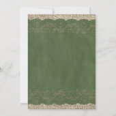 Invitations de mariage de dentelle rustique verte (Dos)