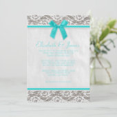 Invitations de mariage de dentelle Turquoise (Debout devant)