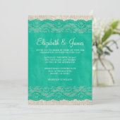 Invitations de mariage de dentelle turquoise (Debout devant)