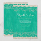 Invitations de mariage de dentelle turquoise (Devant / Derrière)
