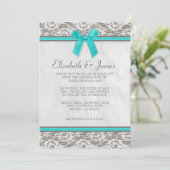 Invitations de mariage de dentelle Turquoise et ar (Debout devant)