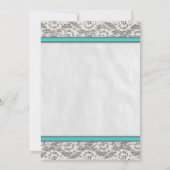 Invitations de mariage de dentelle Turquoise et ar (Dos)