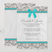 Invitations de mariage de dentelle Turquoise et ar (Devant / Derrière)