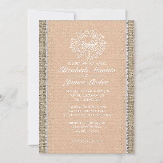 Invitations de mariage de dentelle Vintage (Devant)