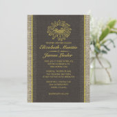 Invitations de mariage de dentelle Vintage noire e (Debout devant)