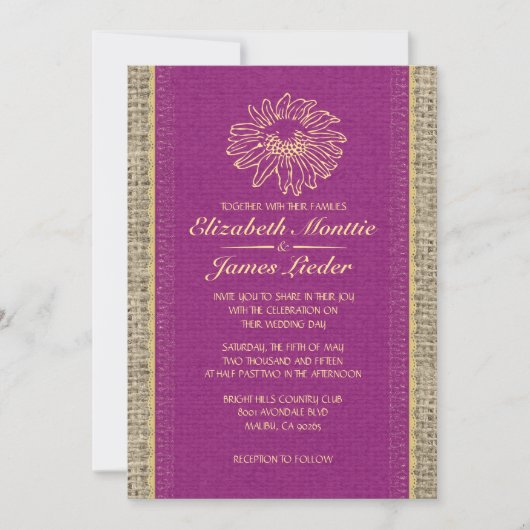 Invitations de mariage de dentelle Vintage pourpre (Devant)