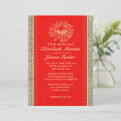 Invitations de mariage de dentelle Vintage rouge e (Debout devant)