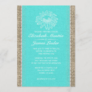 Invitations de mariage de dentelle Vintage Turquoi