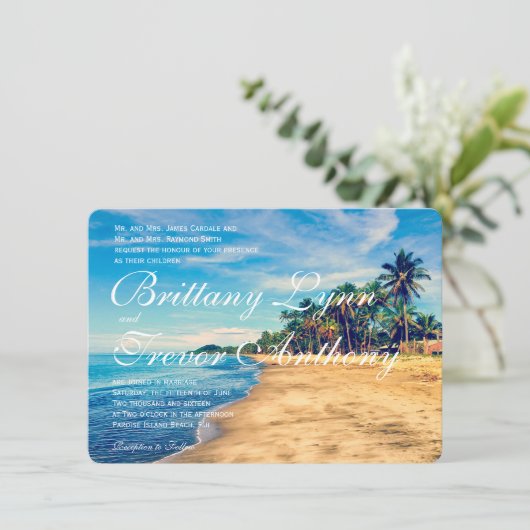Invitations de mariage de destination de plage de (Debout devant)