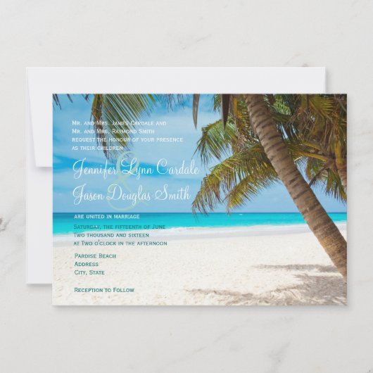 Invitations de mariage de destination de plage de (Devant)