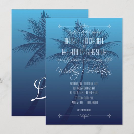 Invitations de mariage de destination de plage de (Devant / Derrière)
