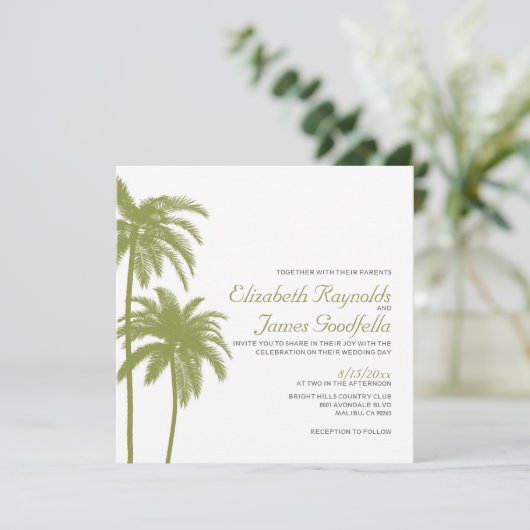 Invitations de mariage de destination de plage Vin (Debout devant)