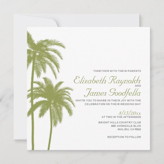 Invitations de mariage de destination de plage Vin (Devant)
