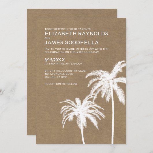 Invitations de mariage de destination de Rustic Be (Devant / Derrière)