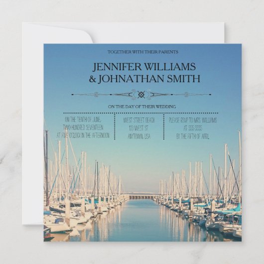 Invitations de mariage de destination portuaire (Devant)