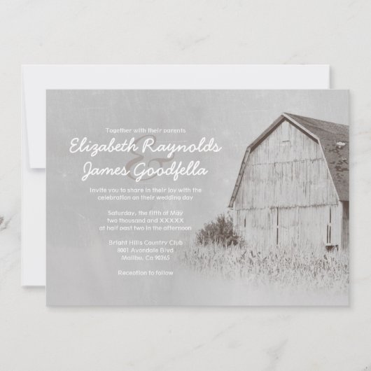 Invitations de mariage de ferme de pays (Devant)