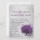 Invitations de mariage de feuilles de coeur violet (Dos)