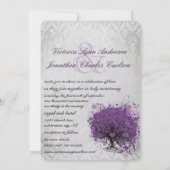 Invitations de mariage de feuilles de coeur violet (Dos)