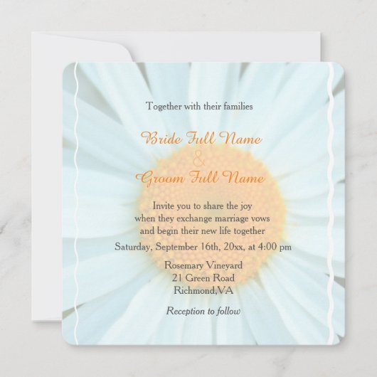 Invitations de mariage de fleur marguerite blanche (Devant)