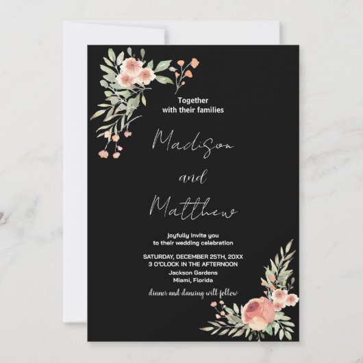 Invitations de mariage de fleurs (Devant)