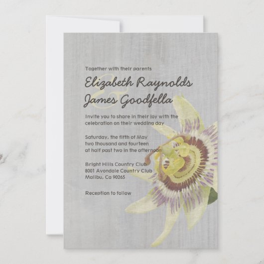 Invitations de mariage de fleurs de la passion Vin (Devant)