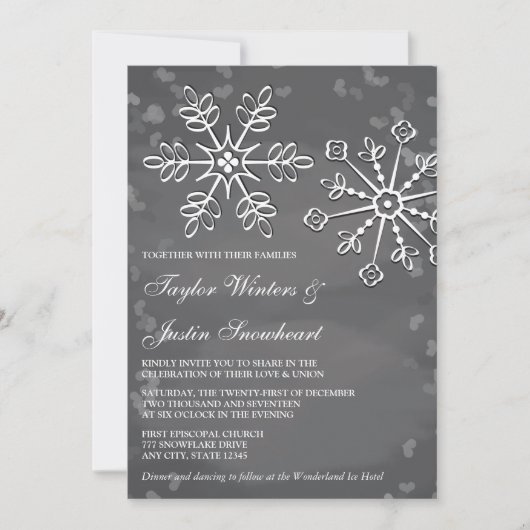 Invitations de mariage de flocon de neige de (Devant)