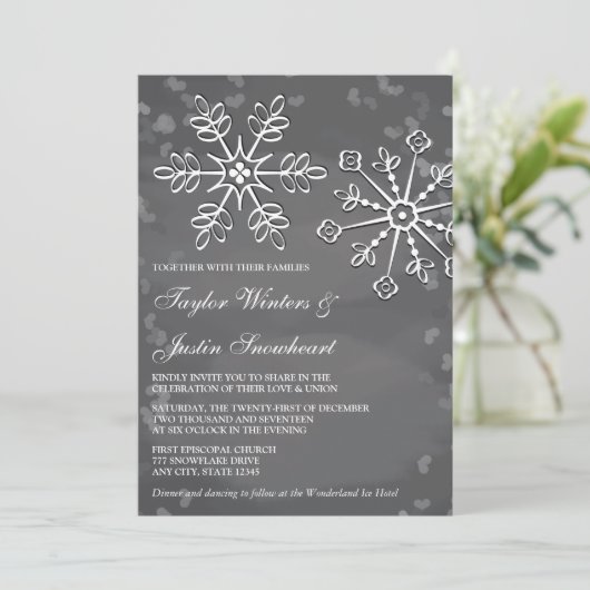 Invitations de mariage de flocon de neige de (Debout devant)
