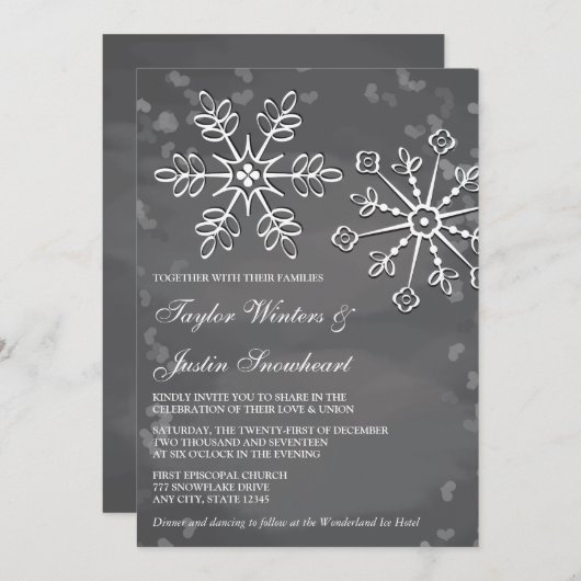 Invitations de mariage de flocon de neige de (Devant / Derrière)