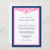Invitations de mariage de Flourish de bleu marine (Devant)