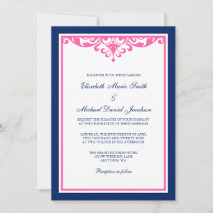 Invitations de mariage de Flourish de bleu marine